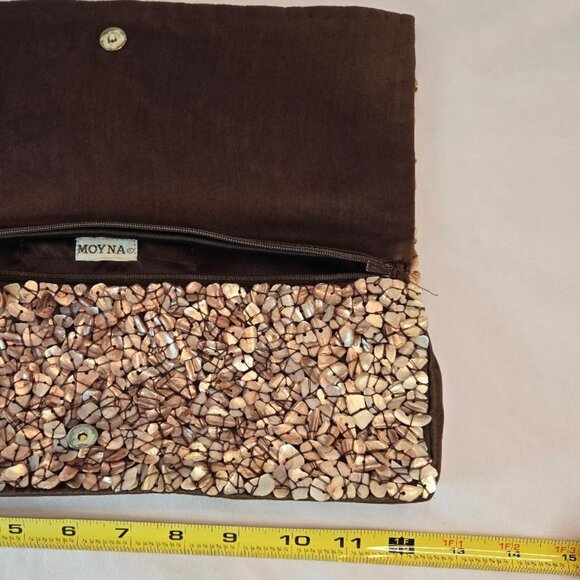 MOYNA Vintage Seashell Clutch, Shell Covered Fold Over Purse, Long Slim Clutch - Picture 13 of 13
